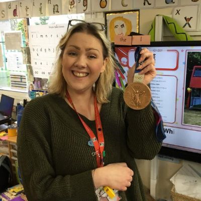Mrs Ford-Lings with the Olympic medal!.jpg